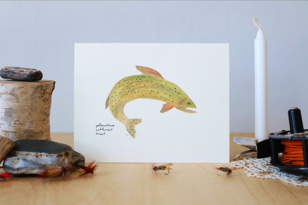 Watercolor card of a cutthroat trout