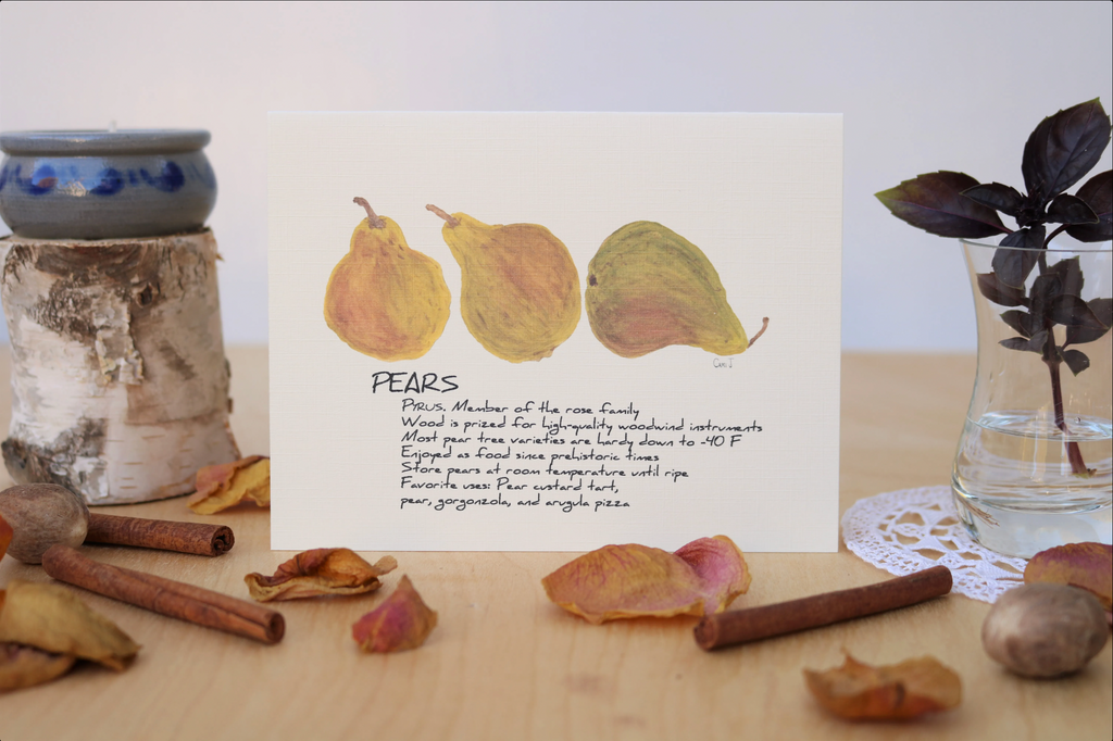 Watercolor card of pears