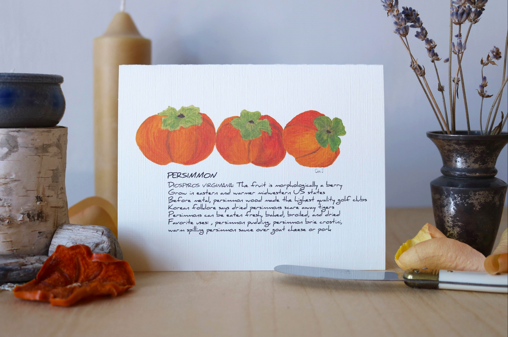 Watercolor card of persimmons