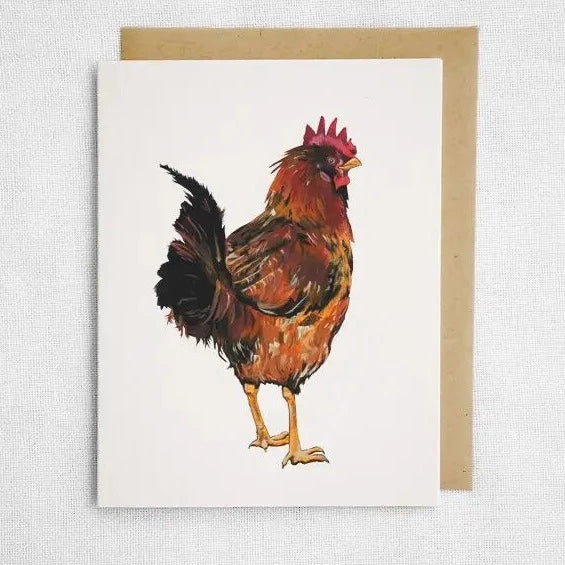 Watercolor rendering of a red rooster