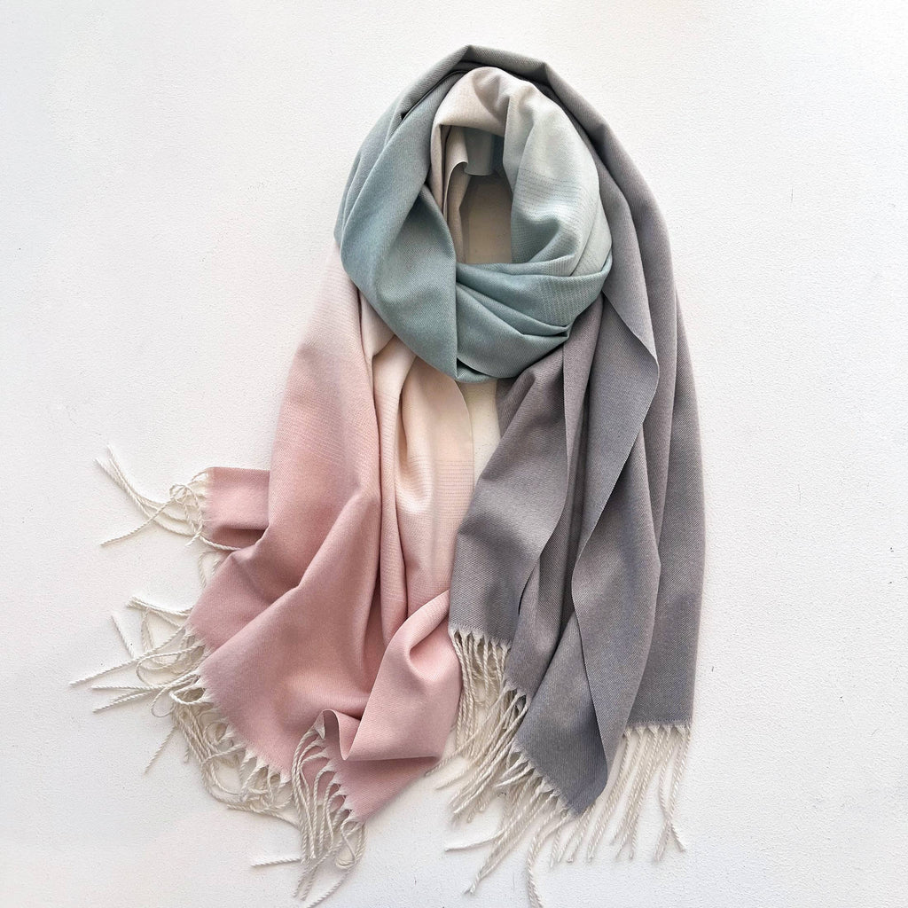 Pink / Gray Tri-tone Reversible Wrap – Artisan Shawl